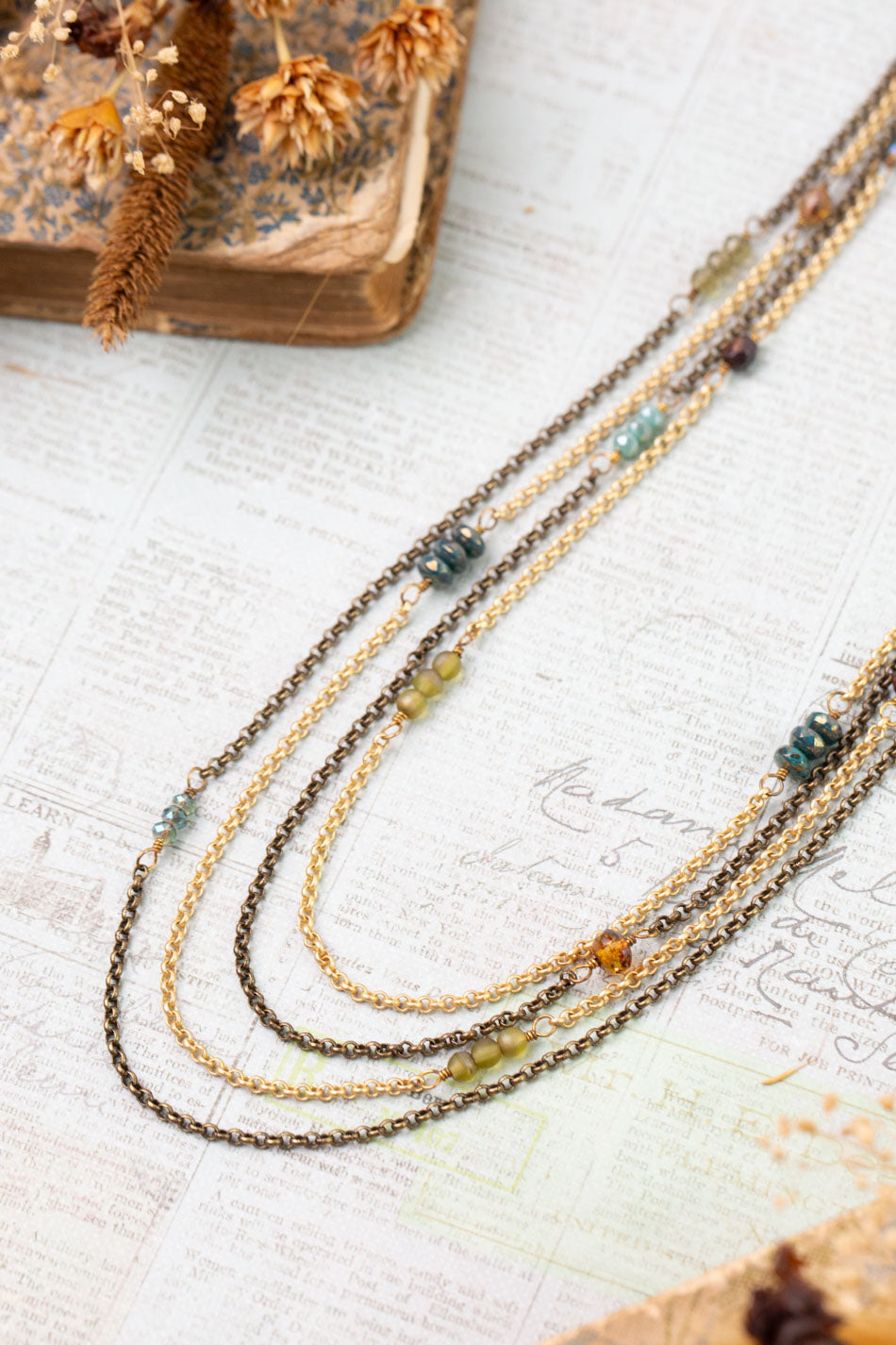 Crisp Autumn 23.5-25.5" Crystal, Czech Glass, Freshwater Pearl Multistrand Necklace