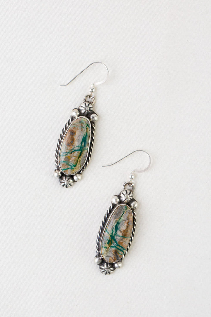 Native American 21" Royston Ribbon Turquoise Necklace & Earring Set