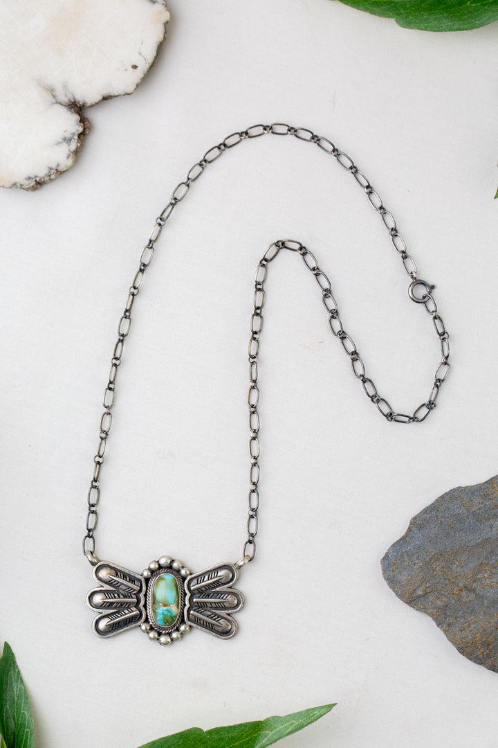 Native American 18.5" Sonoran Gold Turquoise Sterling Silver Necklace