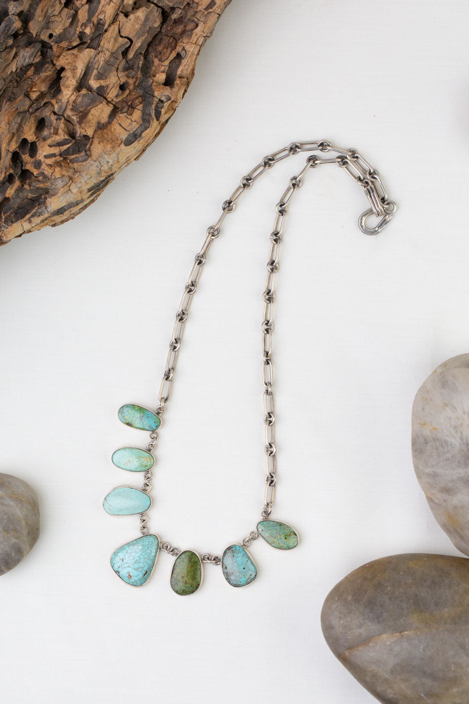 Federico 18.5" Blue Gem, Pilot Mountain & Kingman Turquoise Necklace