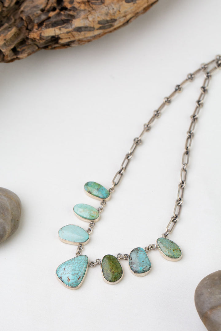 Federico 18.5" Blue Gem, Pilot Mountain & Kingman Turquoise Necklace