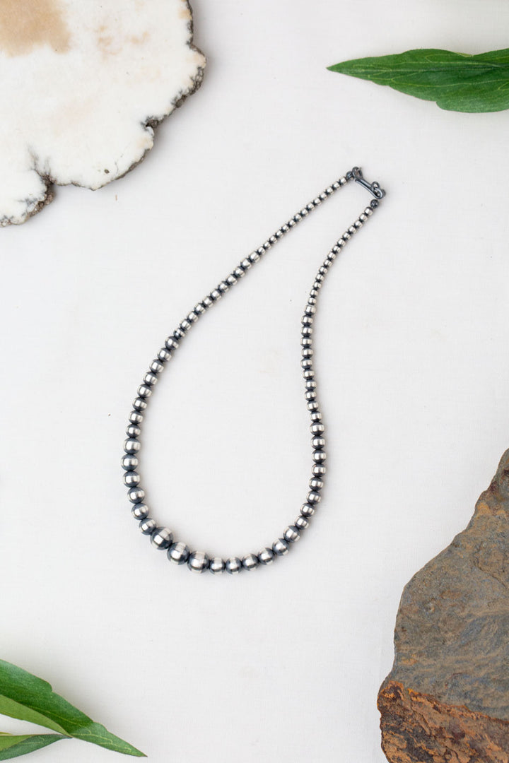 Native American 14" Sterling Silver Desert Pearls Necklace