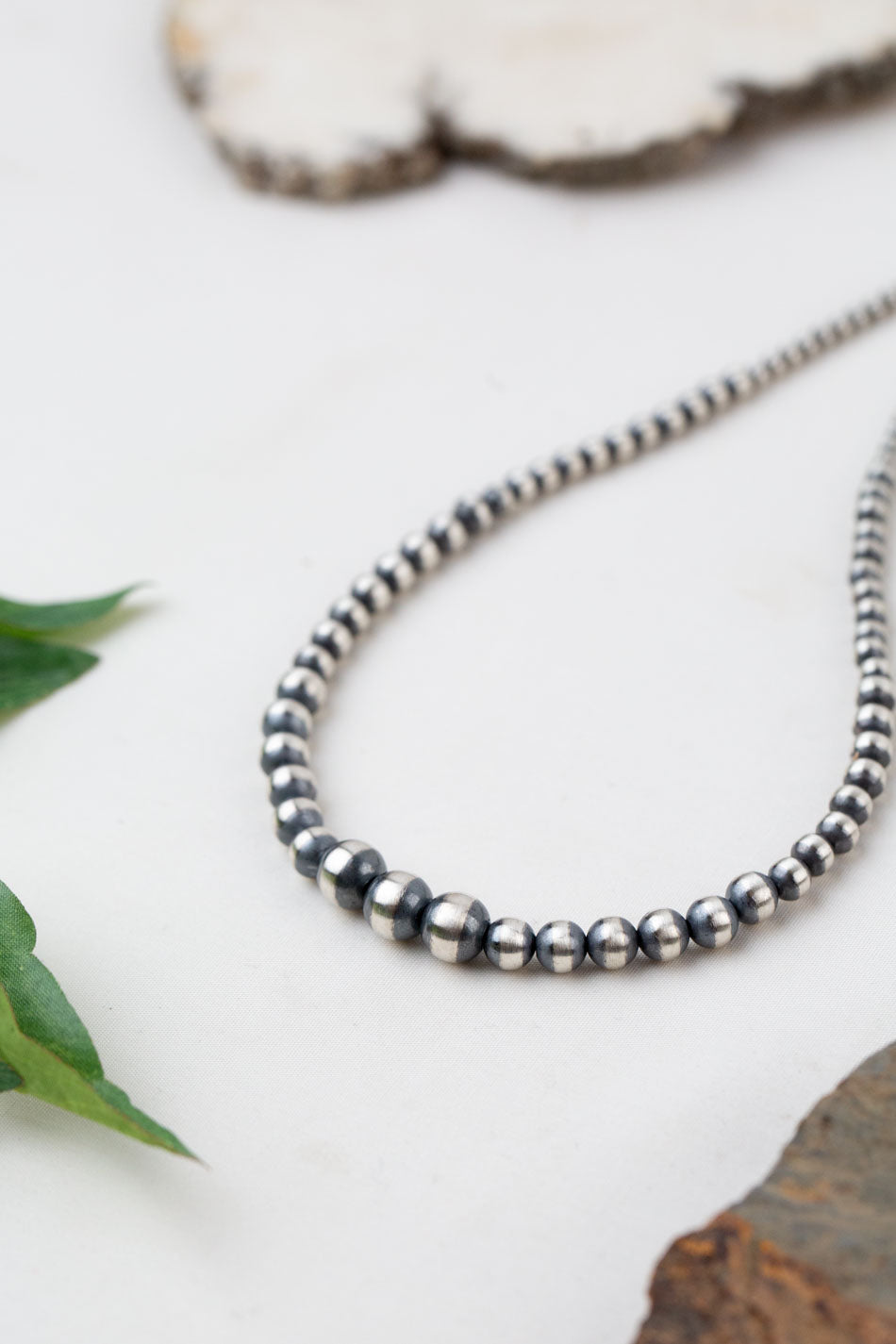 Native American 14" Sterling Silver Desert Pearls Necklace