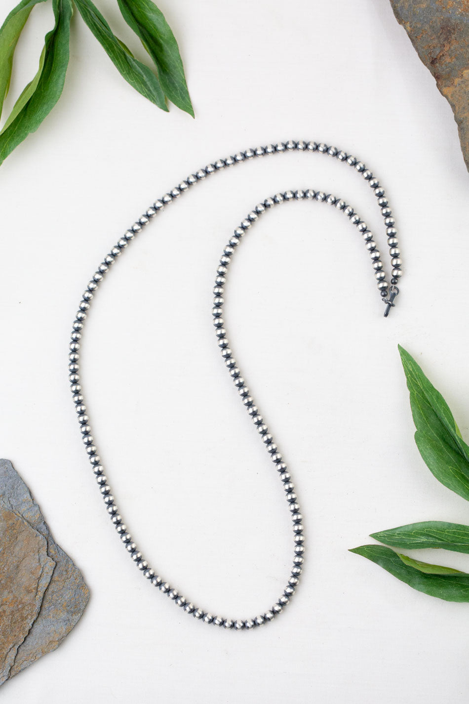 Native American 28" Sterling Silver Desert Pearls Necklace