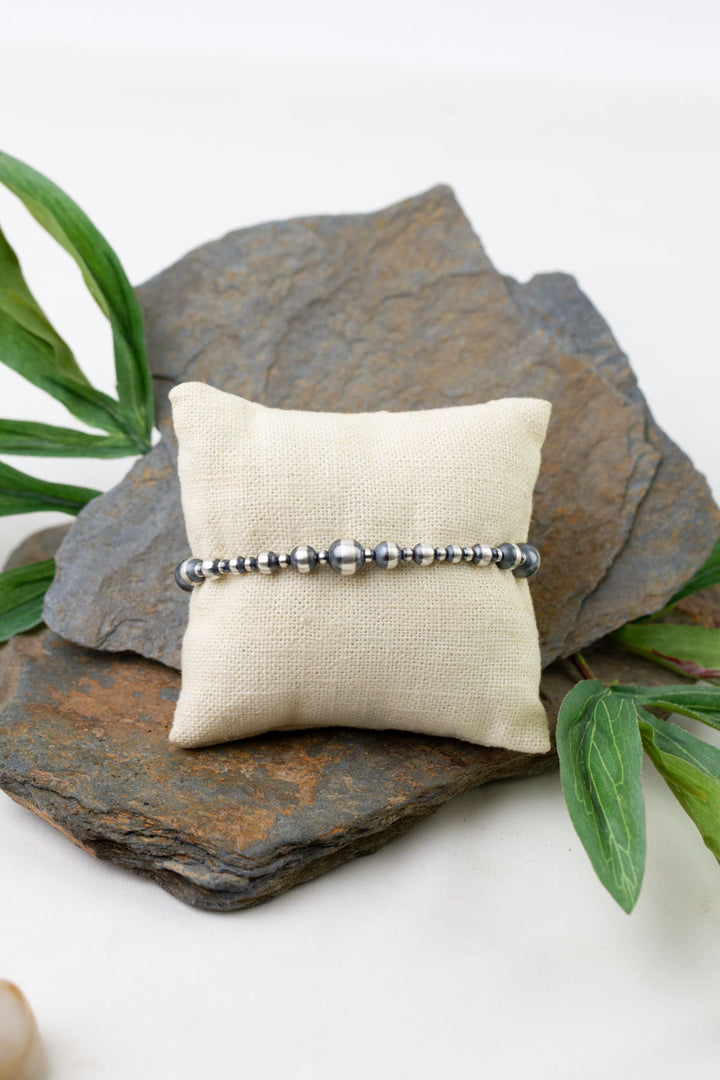 Native American 7.5" Sterling Silver Desert Pearls Bracelet