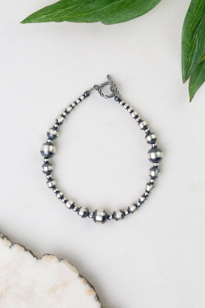 Native American 7.5" Sterling Silver Desert Pearls Bracelet