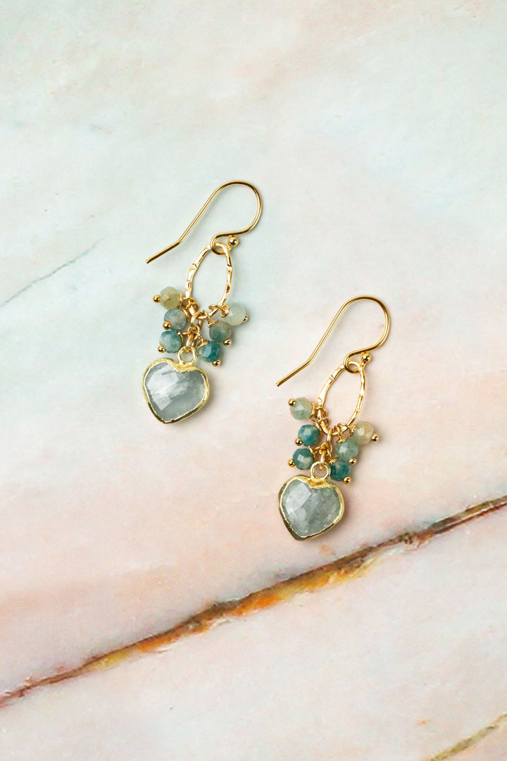 Ocean Waves Aquamarine, Grandidierite Cluster Earrings