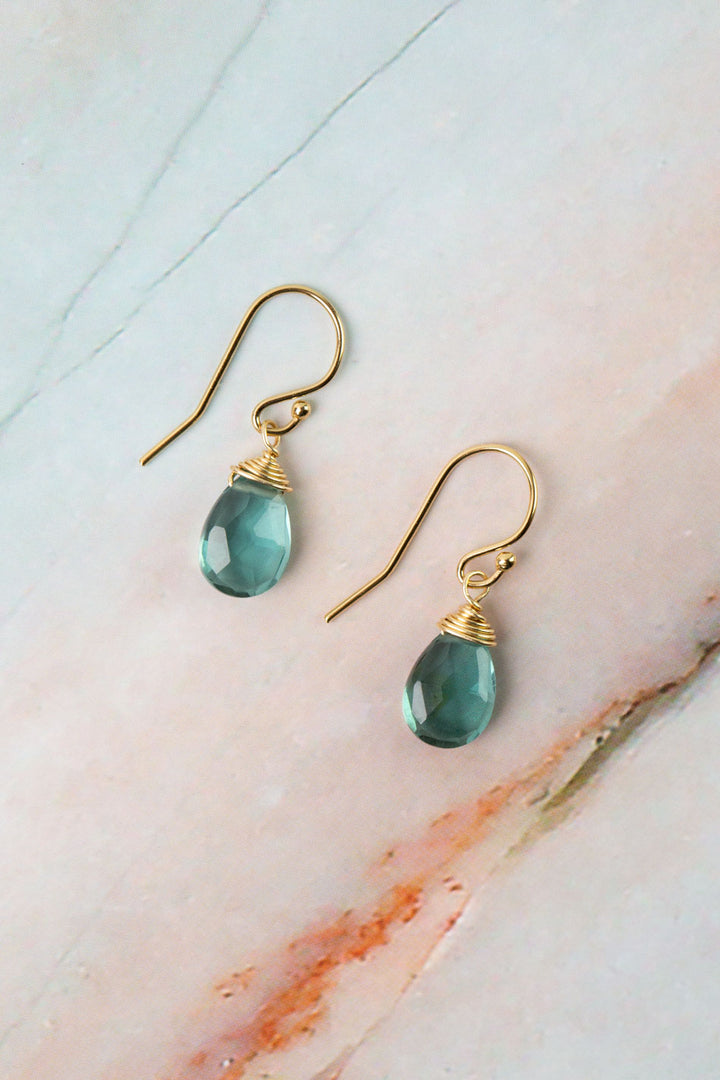 Ocean Waves Aqua Quartz Simple Earrings