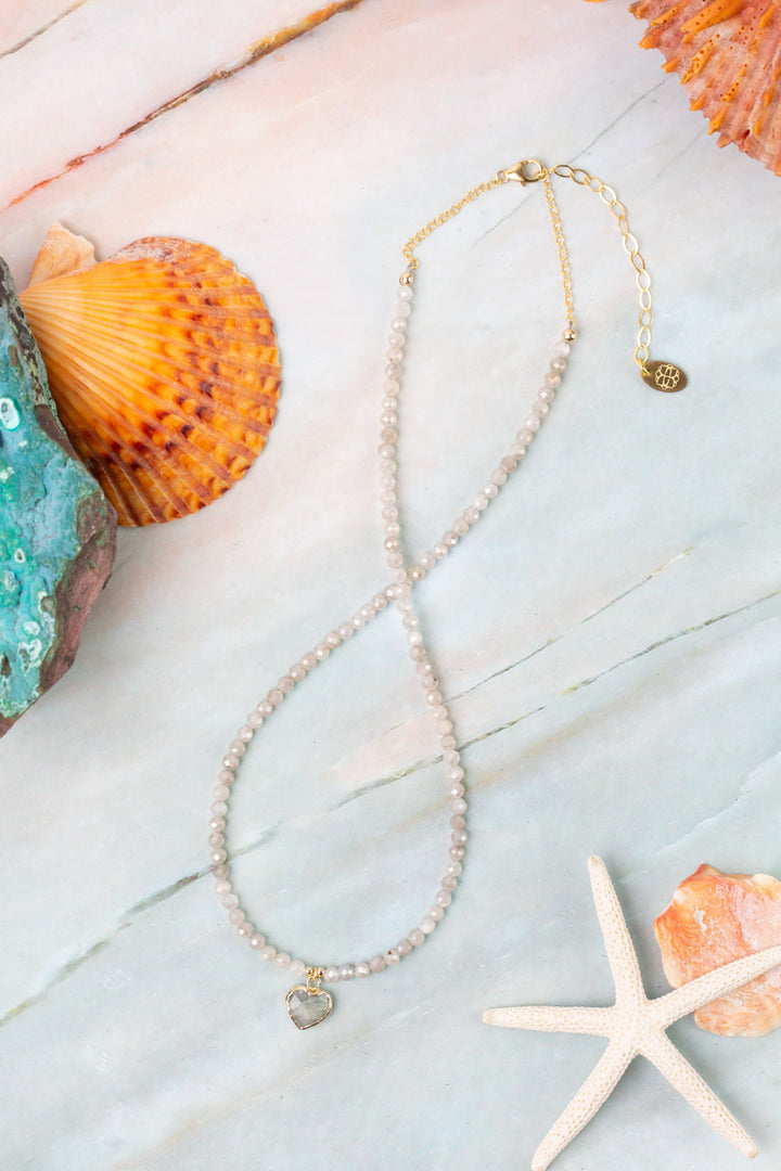 Ocean Waves 16-18" Aquamarine Heart Simple Necklace