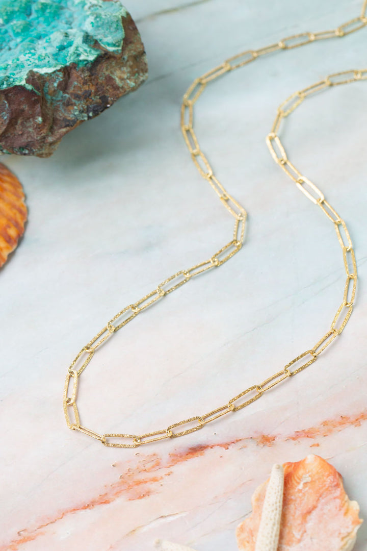 Ocean Waves 28.5-30.5" Simple Gold Filled Paperclip Chain Necklace