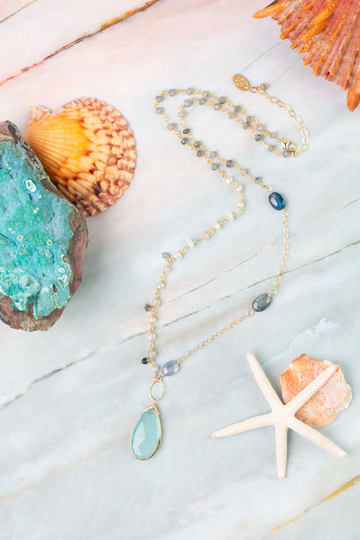 Ocean Waves 21-23" Opal, Kyanite, Grandidierite Collage Necklace