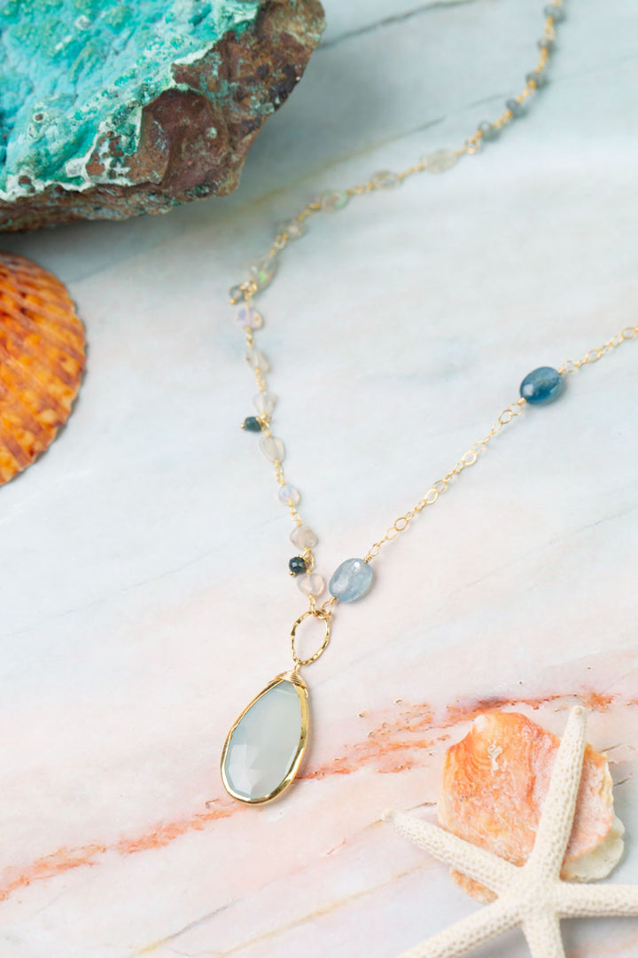 Ocean Waves 21-23" Opal, Kyanite, Grandidierite Collage Necklace