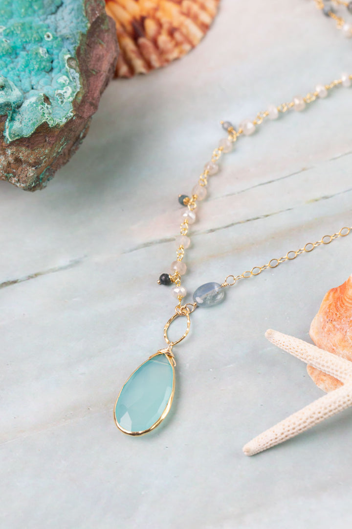 Ocean Waves 21-23" Opal, Kyanite, Grandidierite Collage Necklace