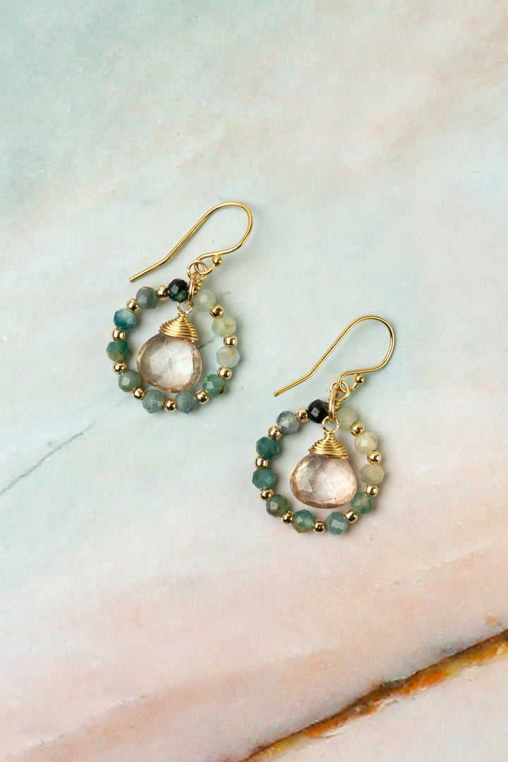 Ocean Waves Grandidierite, Topaz Simple Earrings