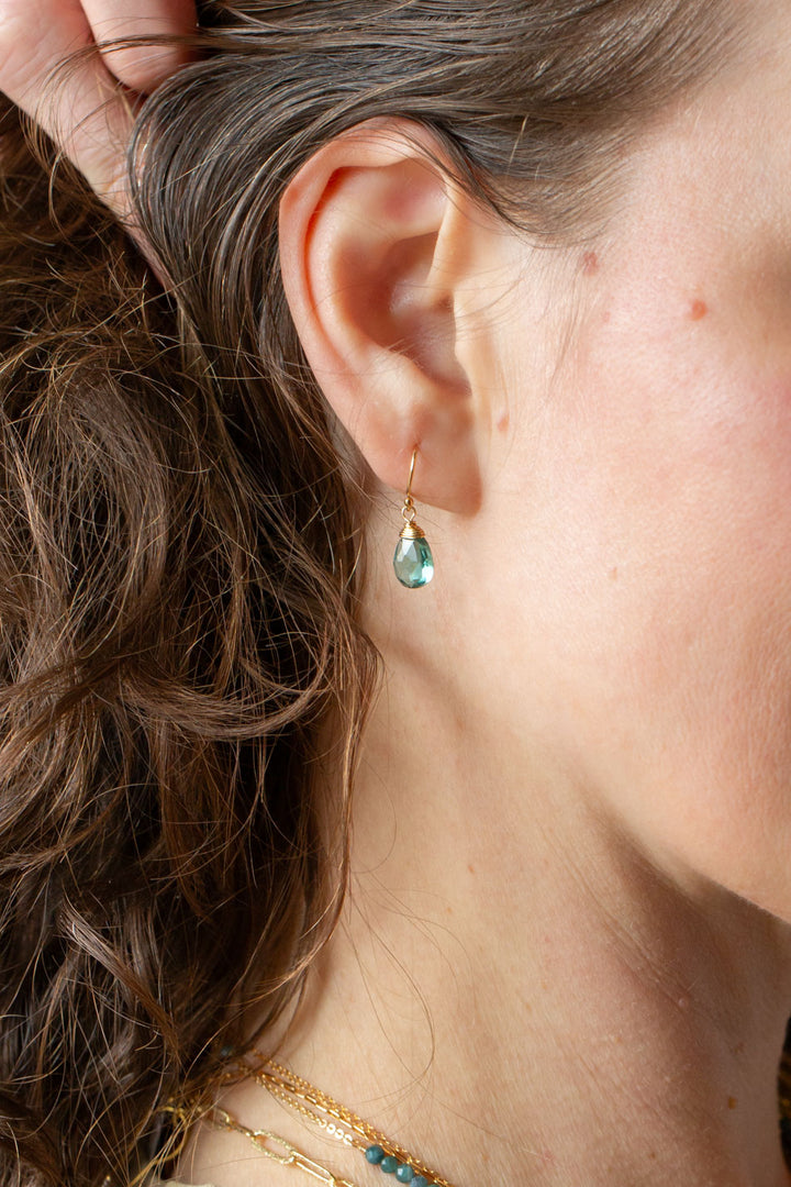 Ocean Waves Aqua Quartz Simple Earrings