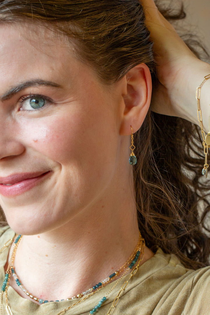 Ocean Waves Blue Quartz Dangle Earrings