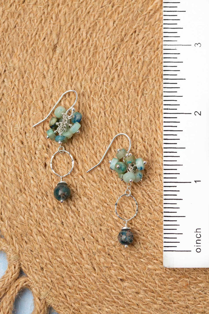 Pacifica Blue Apatite, Blue Jasper Cluster Earrings