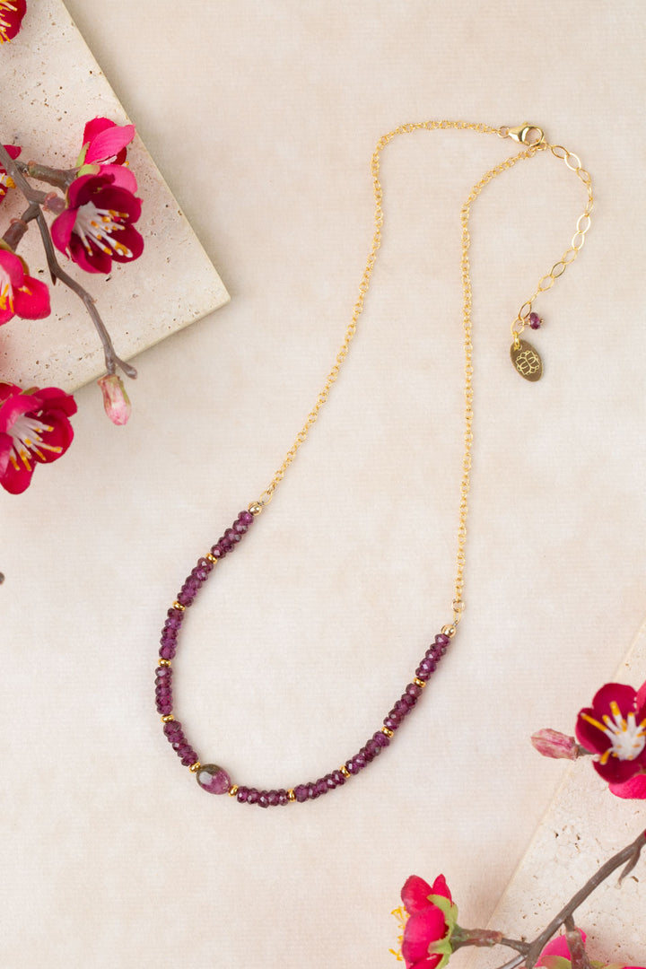 Persephone 15-17" Watermelon Tourmaline, Rhodolite Garnet Simple Necklace