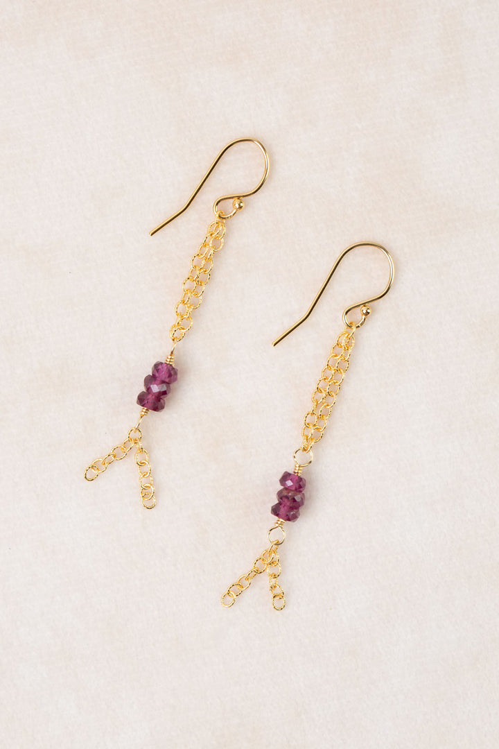 Persephone Rhodolite Garnet Tassel Earrings