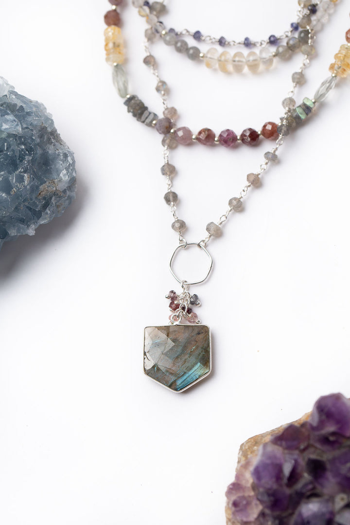 Prism 21.75-23.75" Spinel, Iolite, Roman Glass With Labradorite Multistrand Necklace