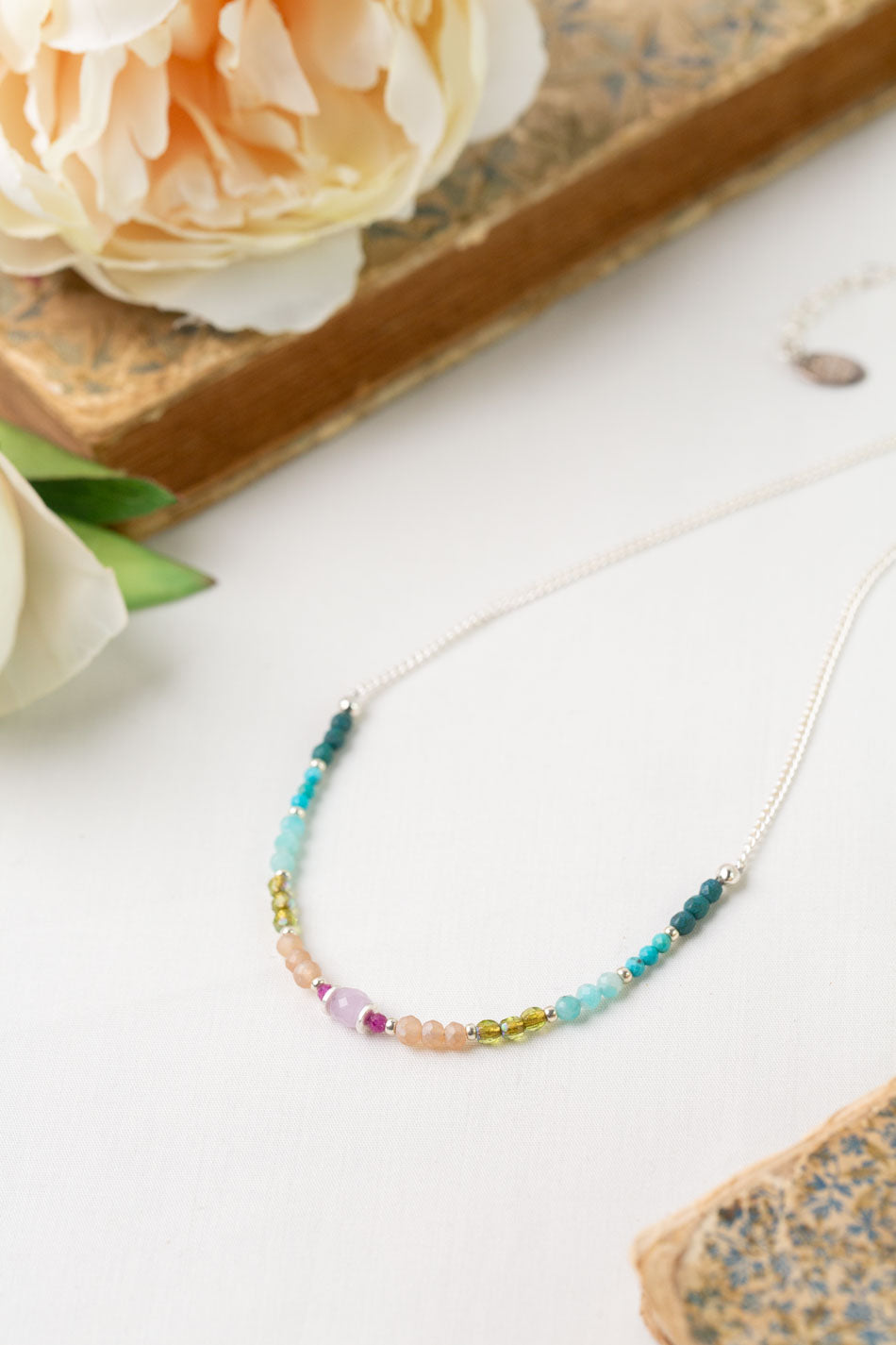 Primrose 15-17" Czech Glass, Amazonite, Kunzite Simple Necklace