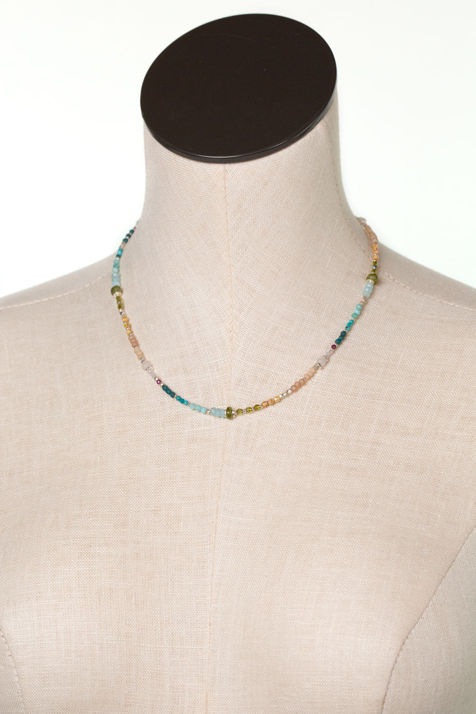 Primrose 16.5-18.5" Czech Glass, Amazonite, Kunzite Simple Necklace
