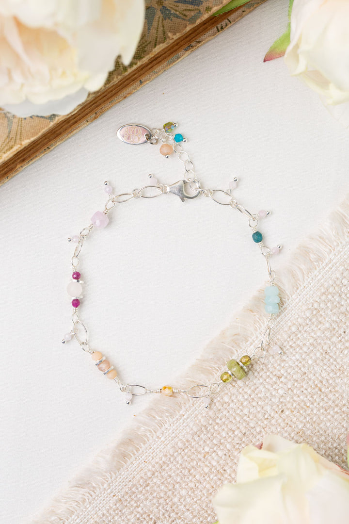 Primrose 7.5-8.5" Rose Quartz, Turquoise, Amazonite Collage Bracelet