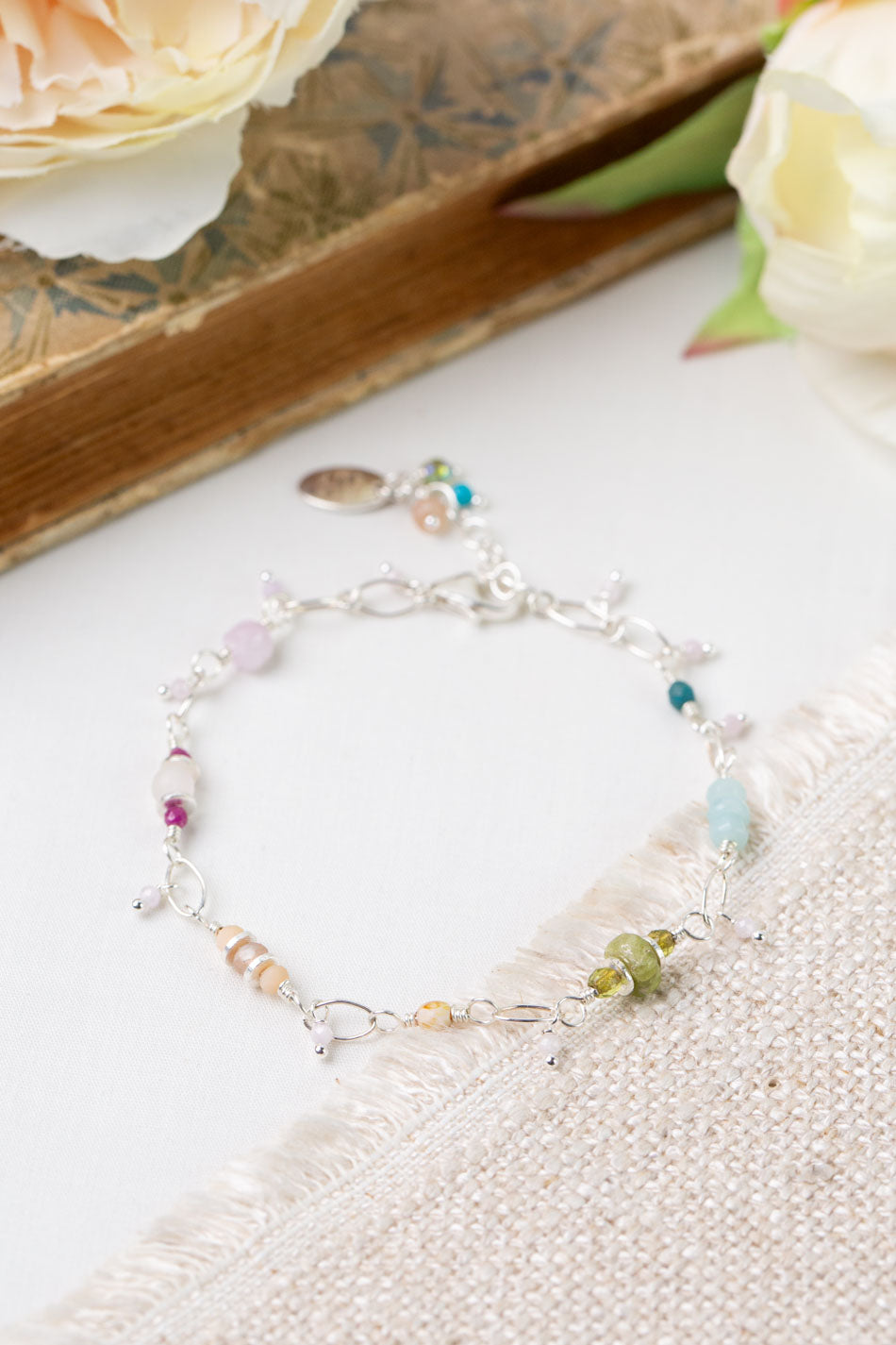 Primrose 7.5-8.5" Rose Quartz, Turquoise, Amazonite Collage Bracelet
