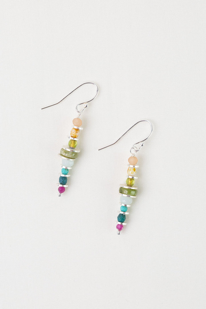 Primrose Amazonite, Grossular Garnet, Czech Glass Simple Earrings