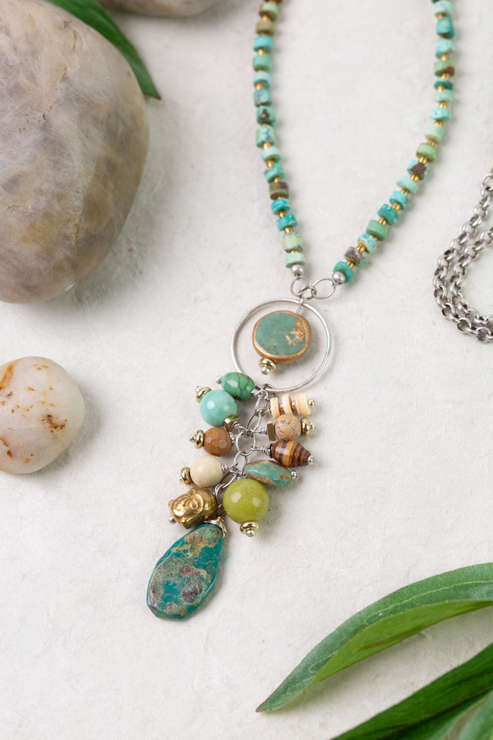 Remedy 26.5-28.5" Jade, Turquoise, Jasper Cluster Necklace