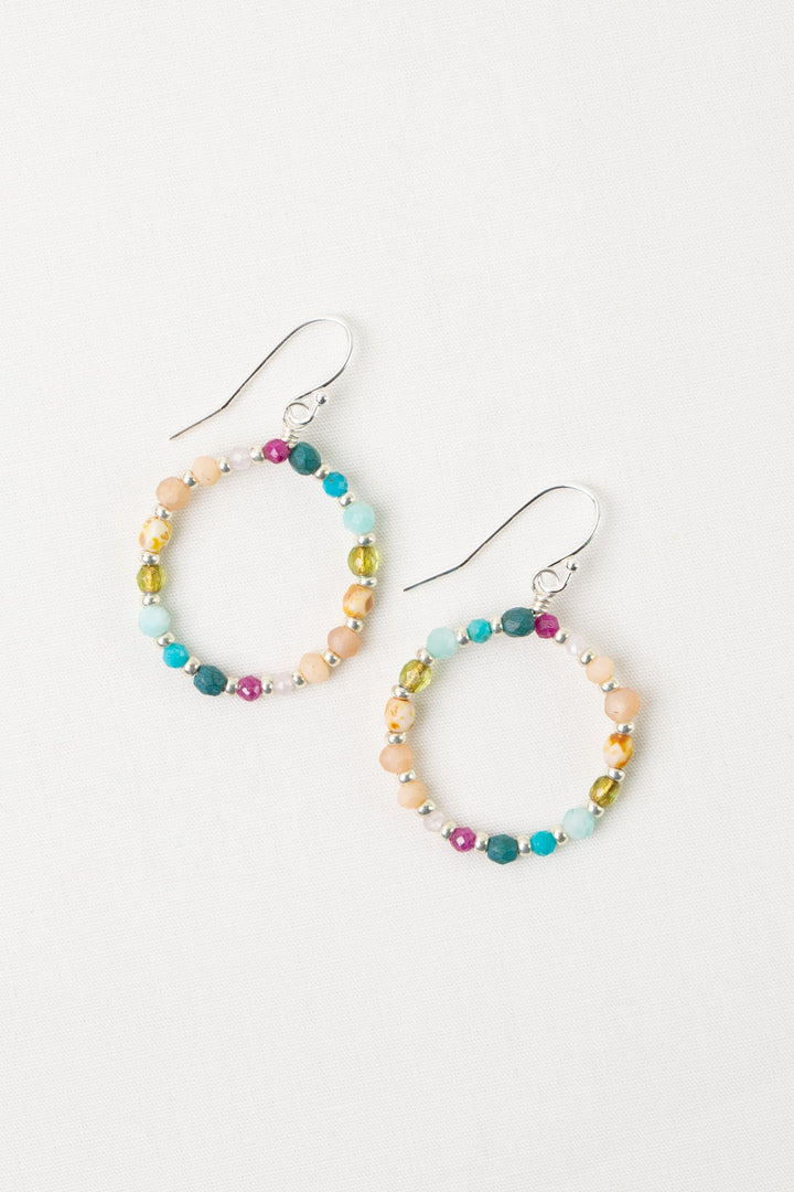 Primrose Amazonite, Ruby, Czech Glass Hoop Earrings