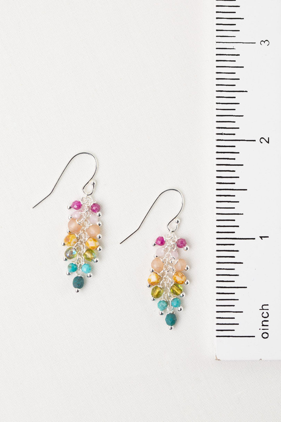 Primrose Turquoise, Czech Glass, Ruby Cluster Earrings