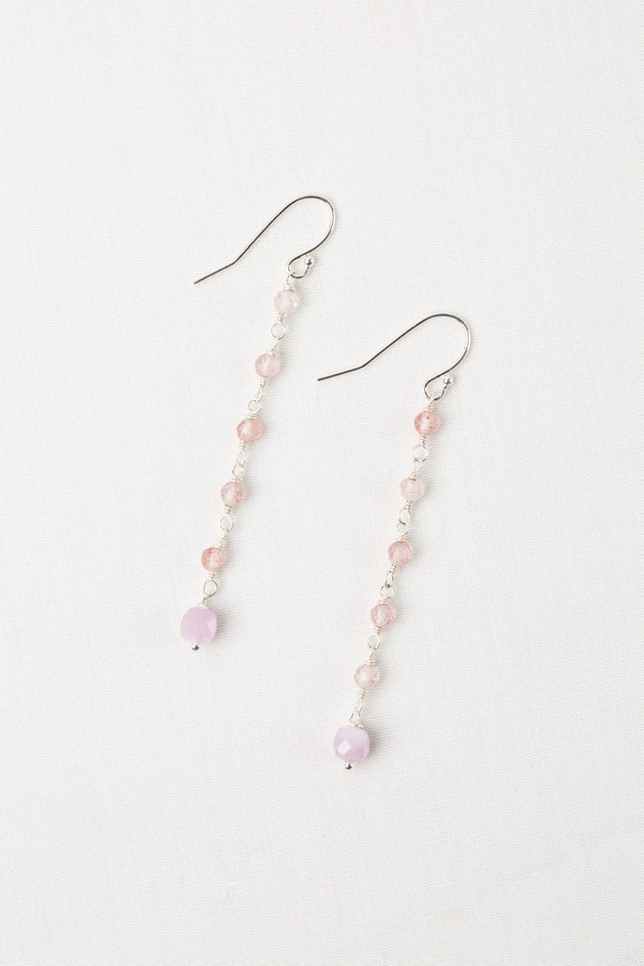 Primrose Kunzite, Rose Quartz Simple Earrings