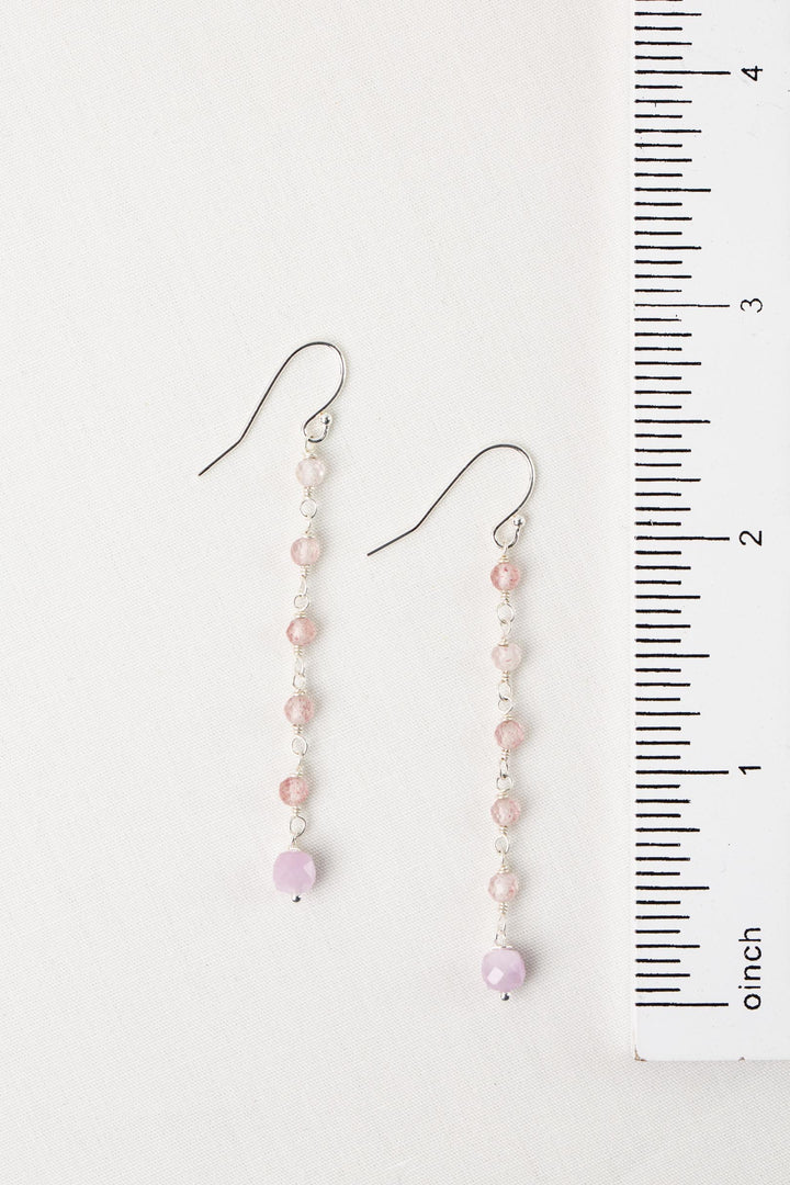 Primrose Kunzite, Rose Quartz Simple Earrings