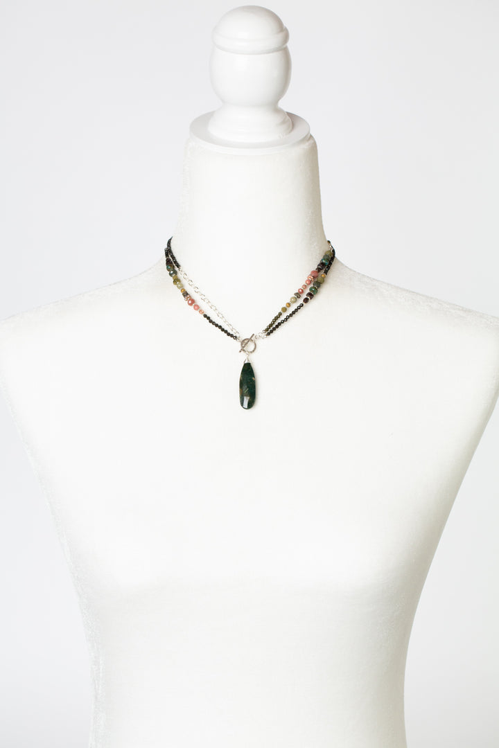 Promise 16.5 or 33" Cat's Eye, Czech Glass, Crystal With Jasper Statement Necklace