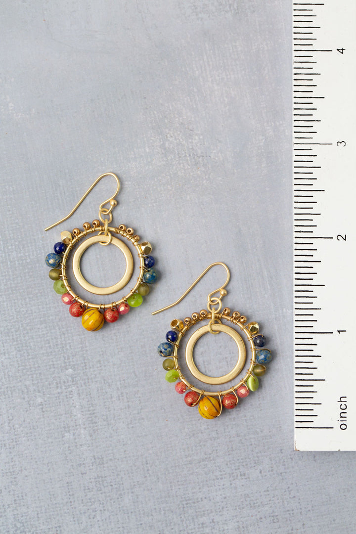 Prosperity Lapis, Czech Glass, Jade Hoop Earrings
