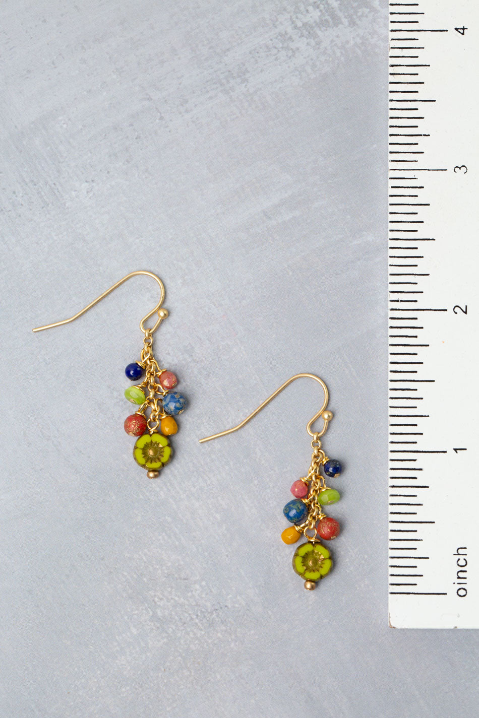 Prosperity Lapis, Czech Glass, Jade Cluster Earrings
