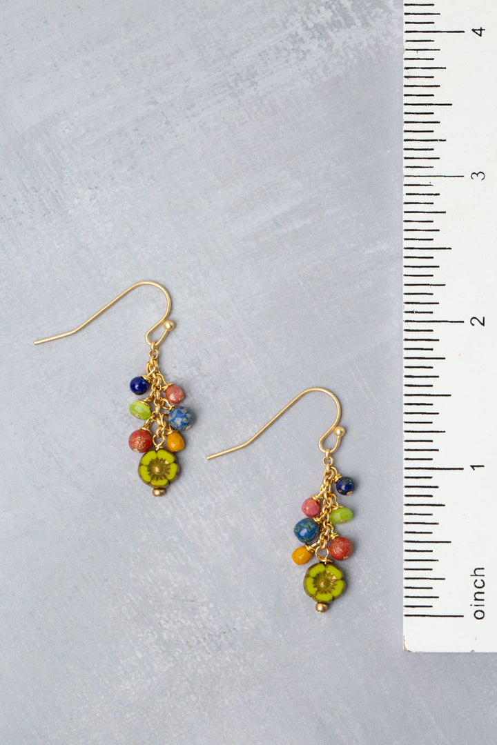 Prosperity Lapis, Czech Glass, Jade Cluster Earrings