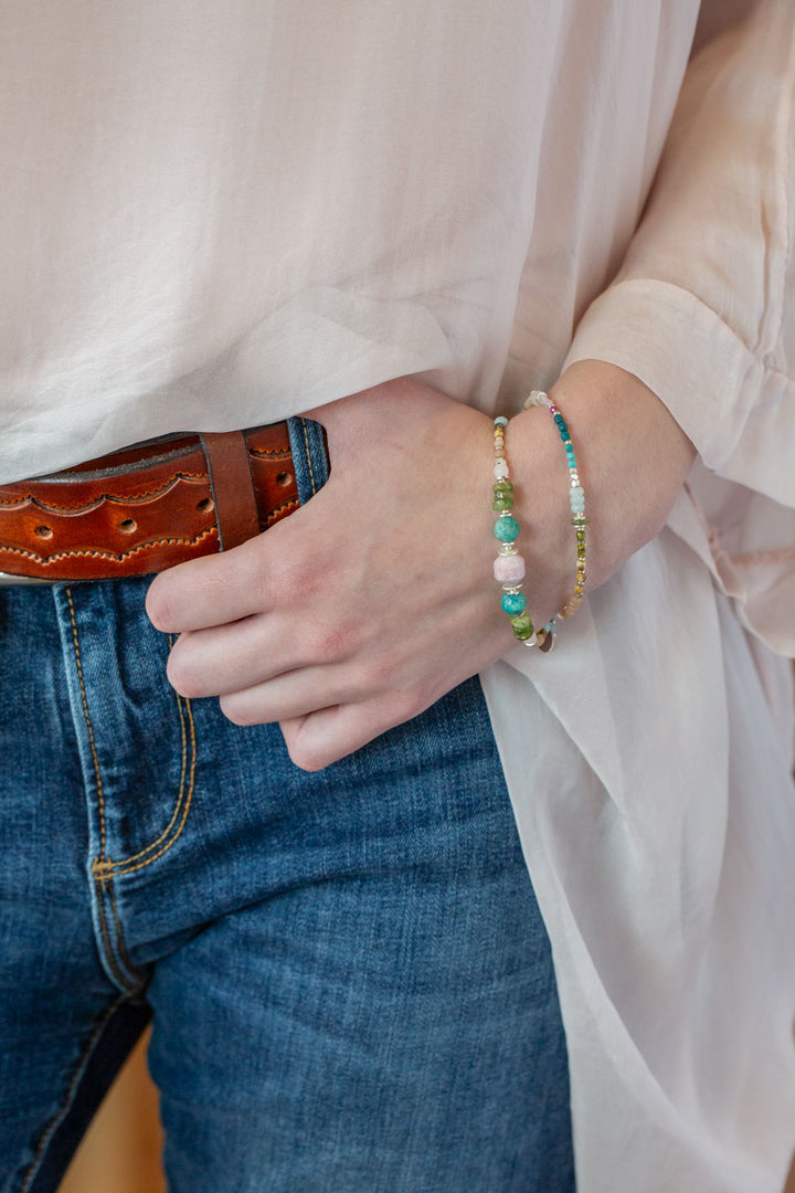 Primrose 7.5-8.5" Kunzite, Turquoise, Amazonite Simple Bracelet