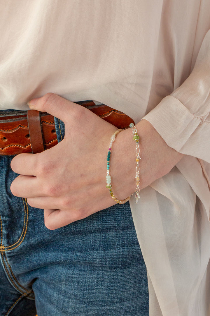 Primrose 7.5-8.5" Kunzite, Turquoise, Amazonite Simple Bracelet