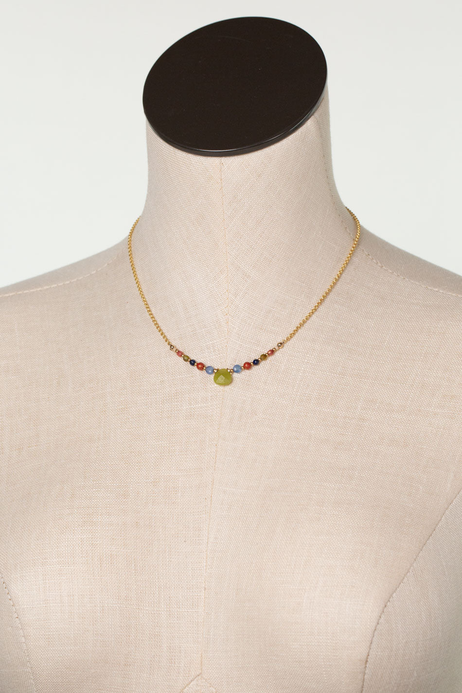 Prosperity 15-17" Czech Glass, Olive Jade Simple Necklace