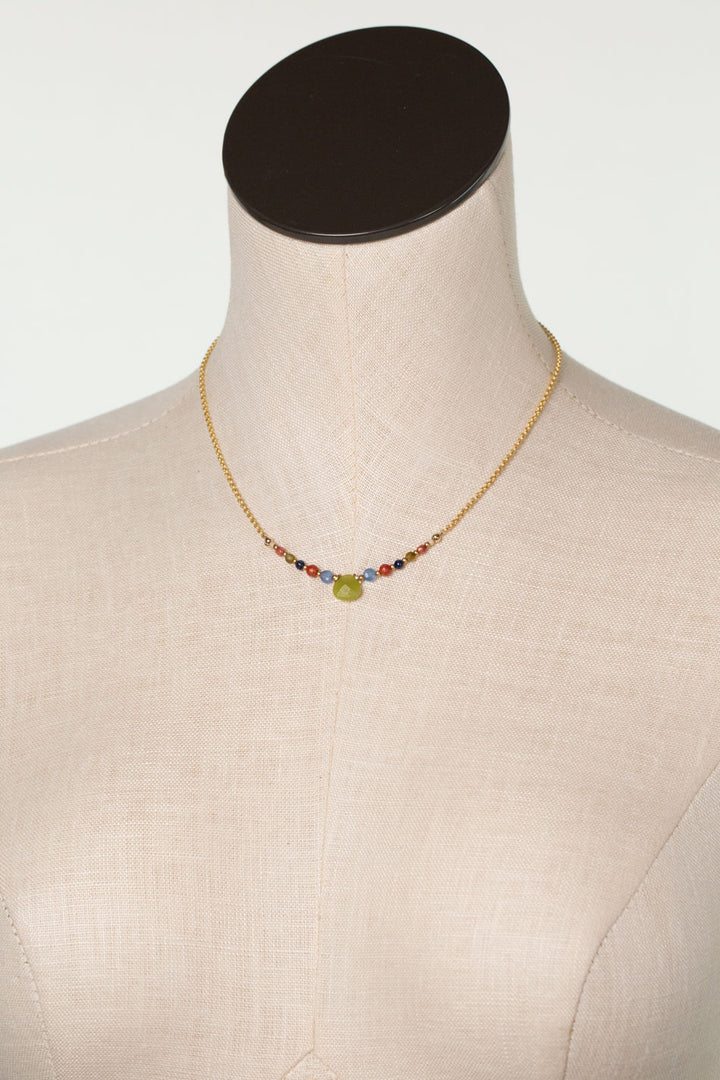 Prosperity 15-17" Czech Glass, Olive Jade Simple Necklace