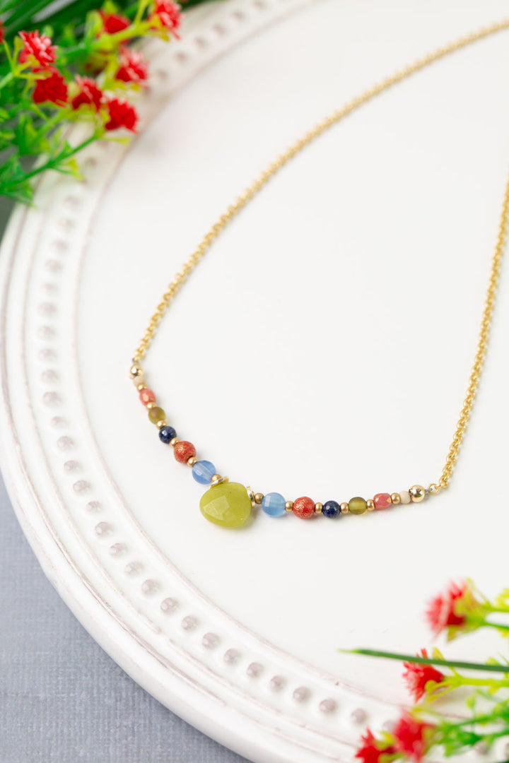 Prosperity 15-17" Czech Glass, Olive Jade Simple Necklace