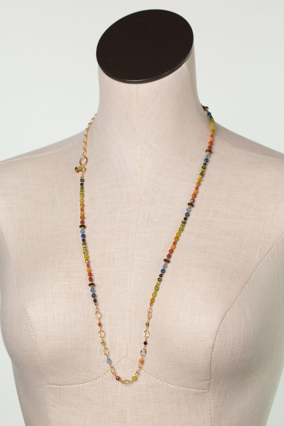 Prosperity 29-31" Czech Glass, Olive Jade, Lapis Collage Necklace