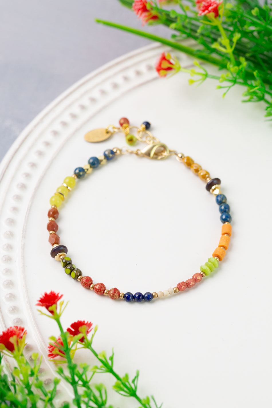 Prosperity 7.5-8.5" Czech Glass, Jade Simple Bracelet