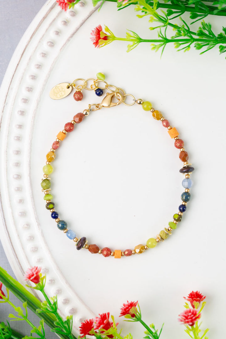 Prosperity 7.5-8.5" Czech Glass, Jade Simple Bracelet