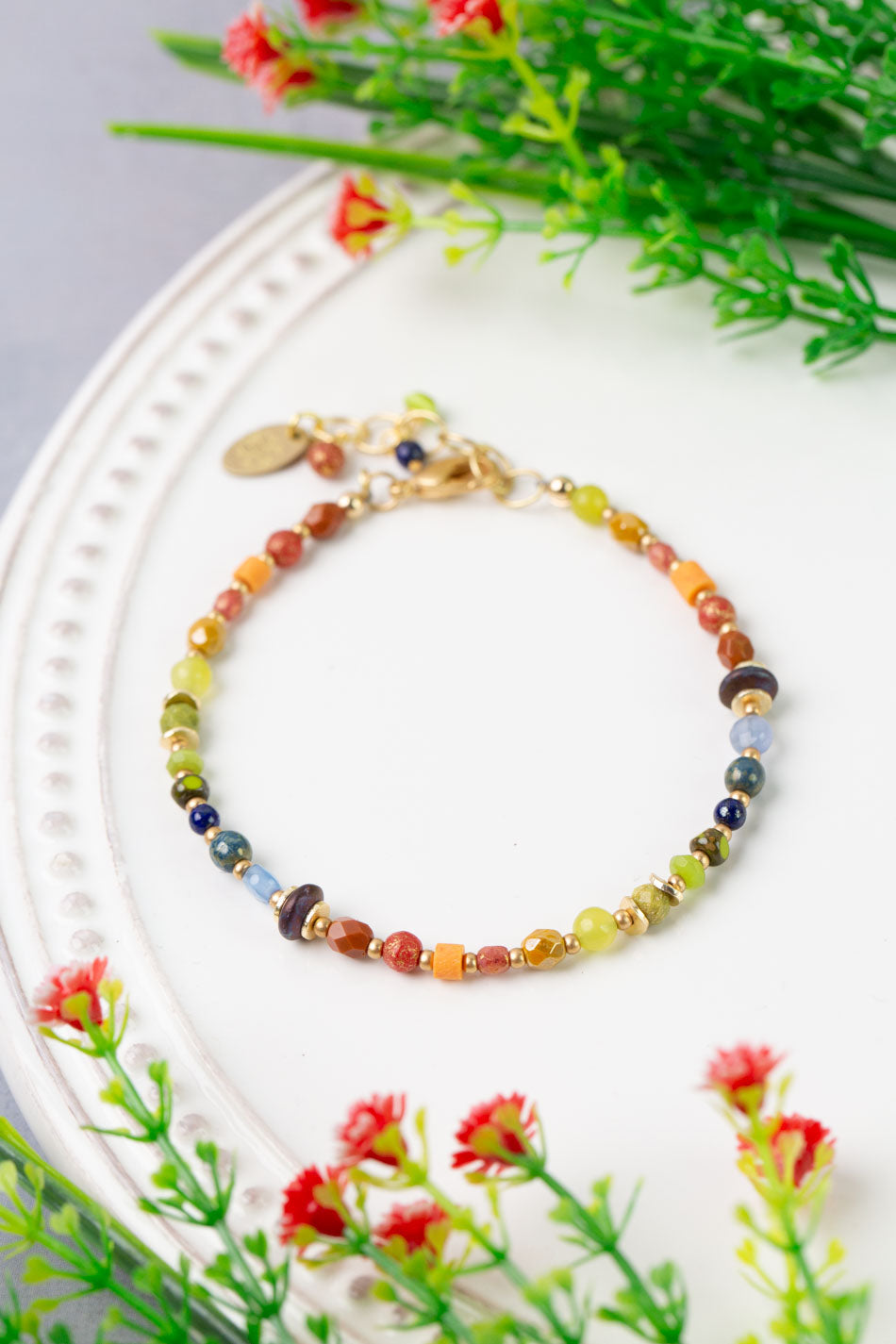 Prosperity 7.5-8.5" Czech Glass, Jade Simple Bracelet