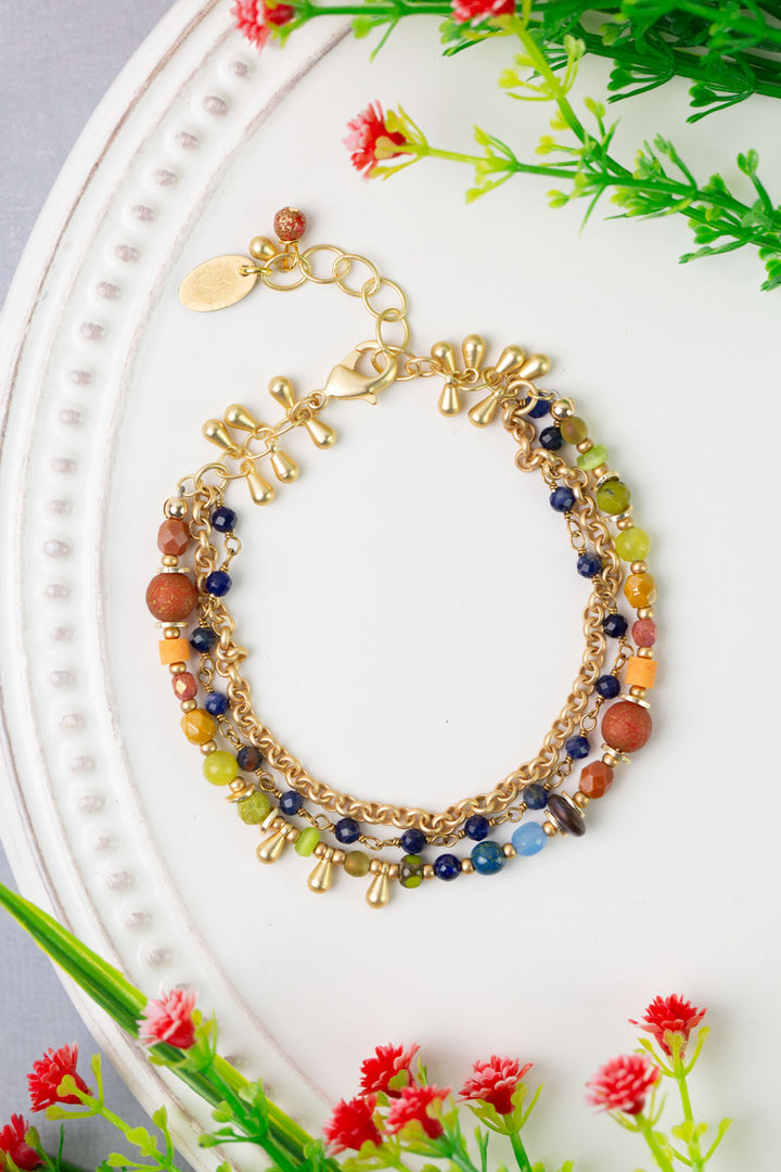 Prosperity 7.5-8.5" Czech Glass, Jade Multistrand Bracelet