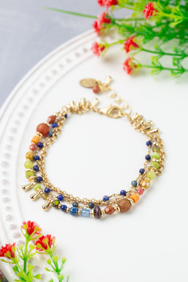 Prosperity 7.5-8.5" Czech Glass, Jade Multistrand Bracelet