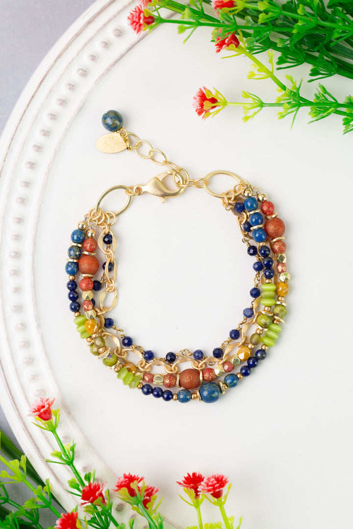 Prosperity 7.5-8.5" Czech Glass, Jade Multistrand Bracelet